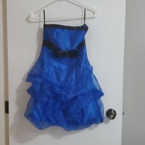 Strapless blue dress